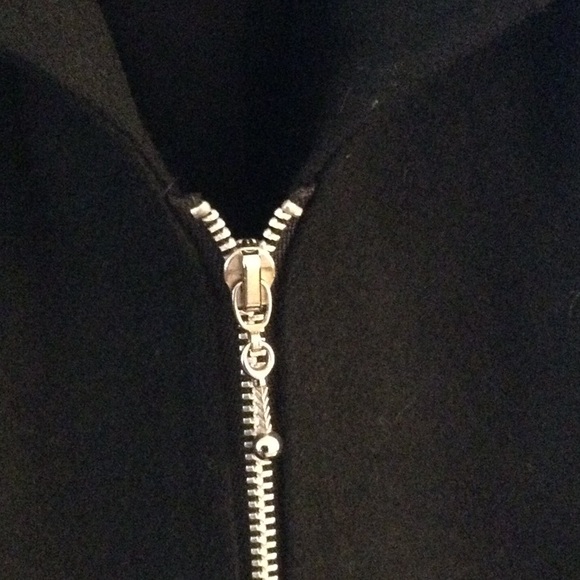 Black wool blazer with zipper front. - Picture 2 of 5